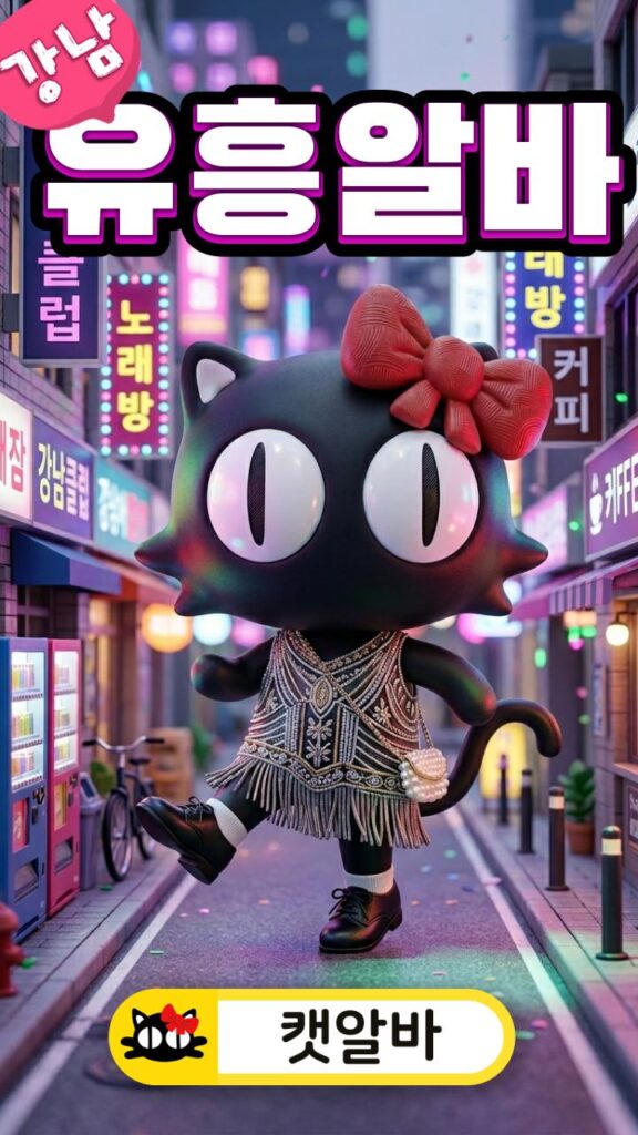 강남 미니어처 배경 무대에서 20대 여성 힙 패션을 입고 춤추는 캣알바