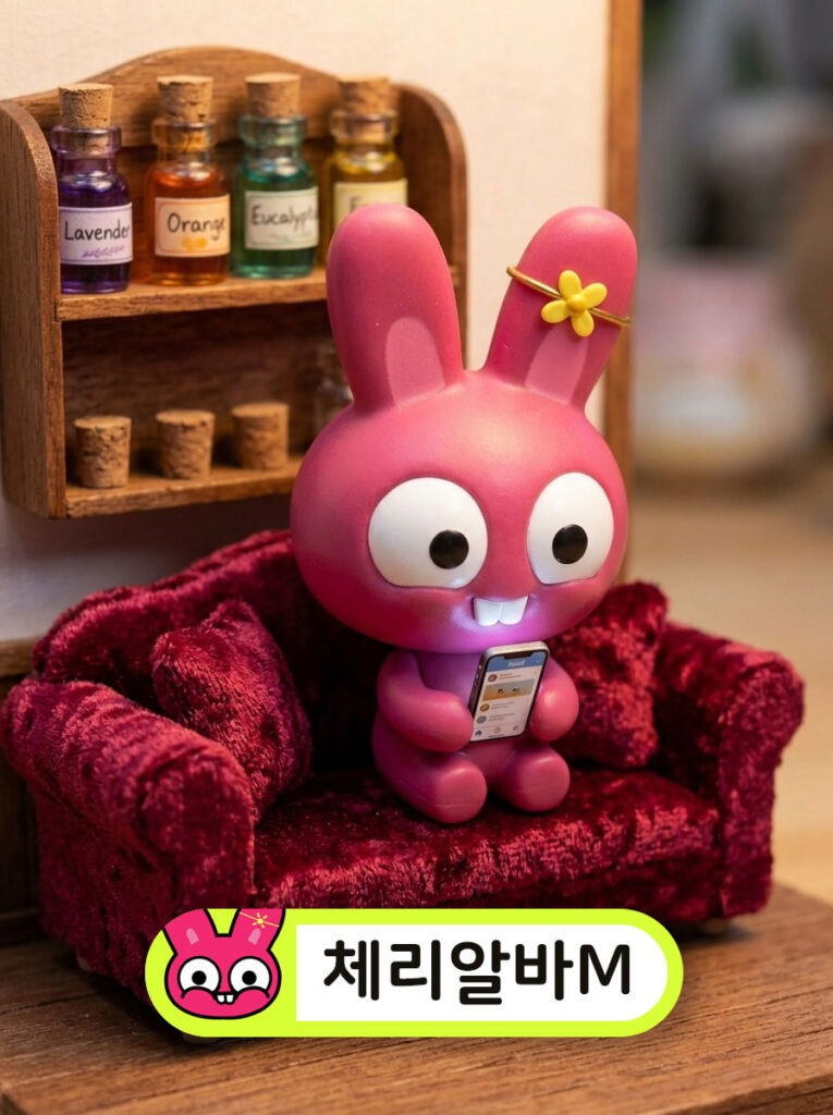 우리 플랫폼을 통해 안전한 강남 밤알바 정보를 확인하는 캐릭터 피규어